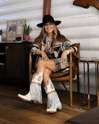 Corral C4081 Ladies White Harnes Crystal Fringe Tall Boots