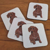 Zeppa Studios - BC0404-4 Dachshund Red Beverage Coasters SS26