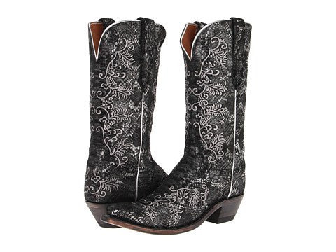Lucchese Women's N4717 Black Metallic Sueded Python Final Sale!