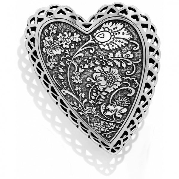 Brighton Garden Heart Trinket Tray – Silver Plated Jewelry Dish & Ring Holder G50030