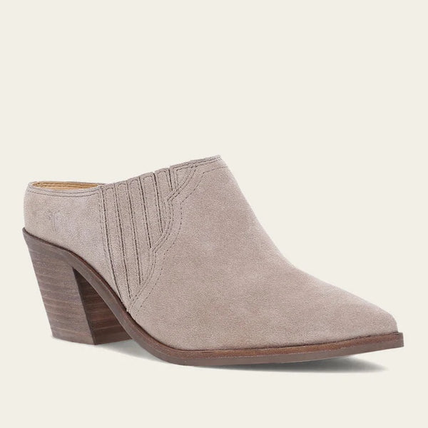 Frye Sara Western Mule Shoe in Taupe Suede Leather 41260 - Saratoga Saddlery & International Boutiques