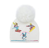 Mitchie's White Beanie w/Crystal Skiers & Fox Fur HTA120 FW25