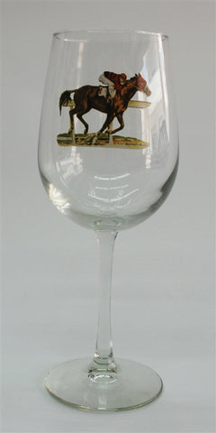 Artfully Equestrian Beverage Glasses Polo Horse Blue Saddlepad