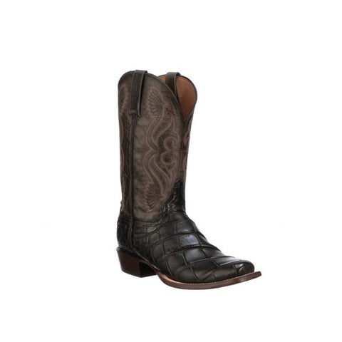Corral Men's A3635 Cowboy Boot Oil Brown Caiman Embroidery & Woven Shaft Boots
