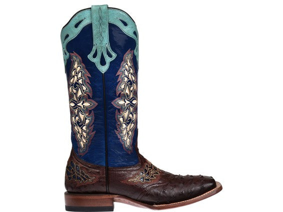 Lucchese Women's Amberlyn Ostrich Boot M5802 - Sienna/Navy - Saratoga Saddlery & International Boutiques