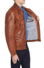 MISSANI Washed Lamb Men's Leather Jacket in Cognac 