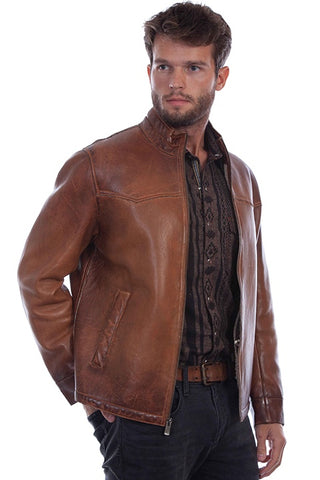 Missani Men's Brown Antique Lamb Leather Jacket 392530