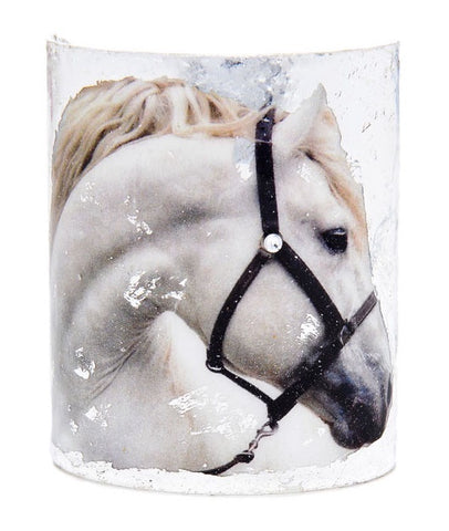 Artfully Equestrian Beverage Glasses Polo Horse Blue Saddlepad