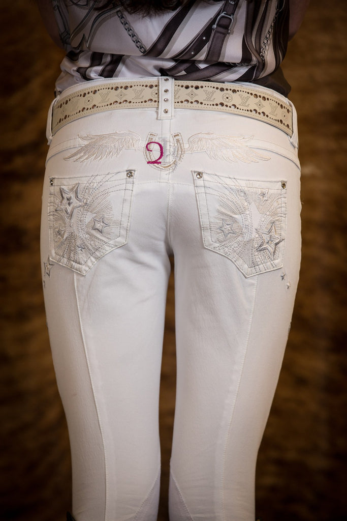 White Breeches 2KGrey Avatar Knee Patch Breeches - Saratoga Saddlery & International Boutiques