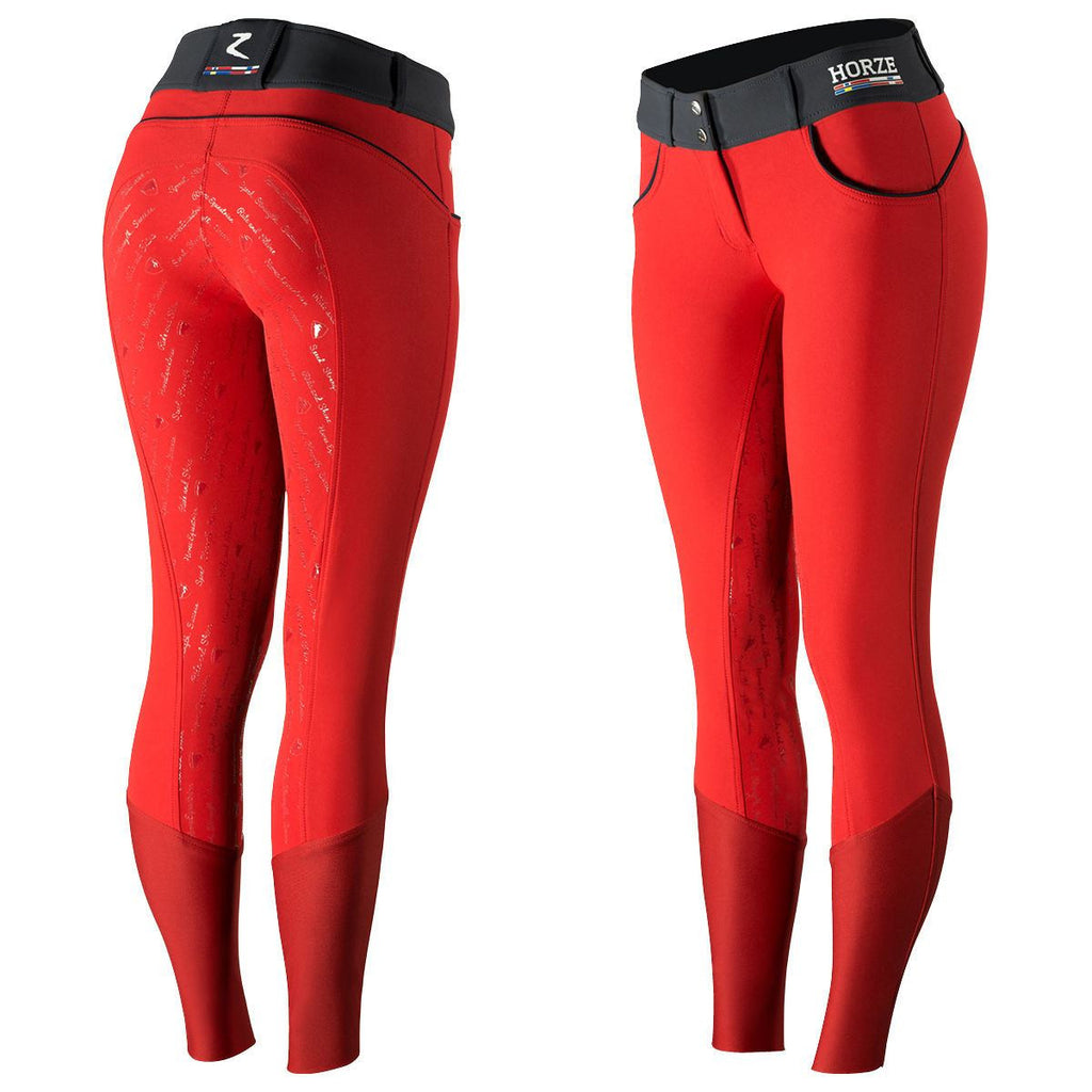 Horze Nordic Performance Women's Silicone Breeches in Red - Saratoga Saddlery & International Boutiques