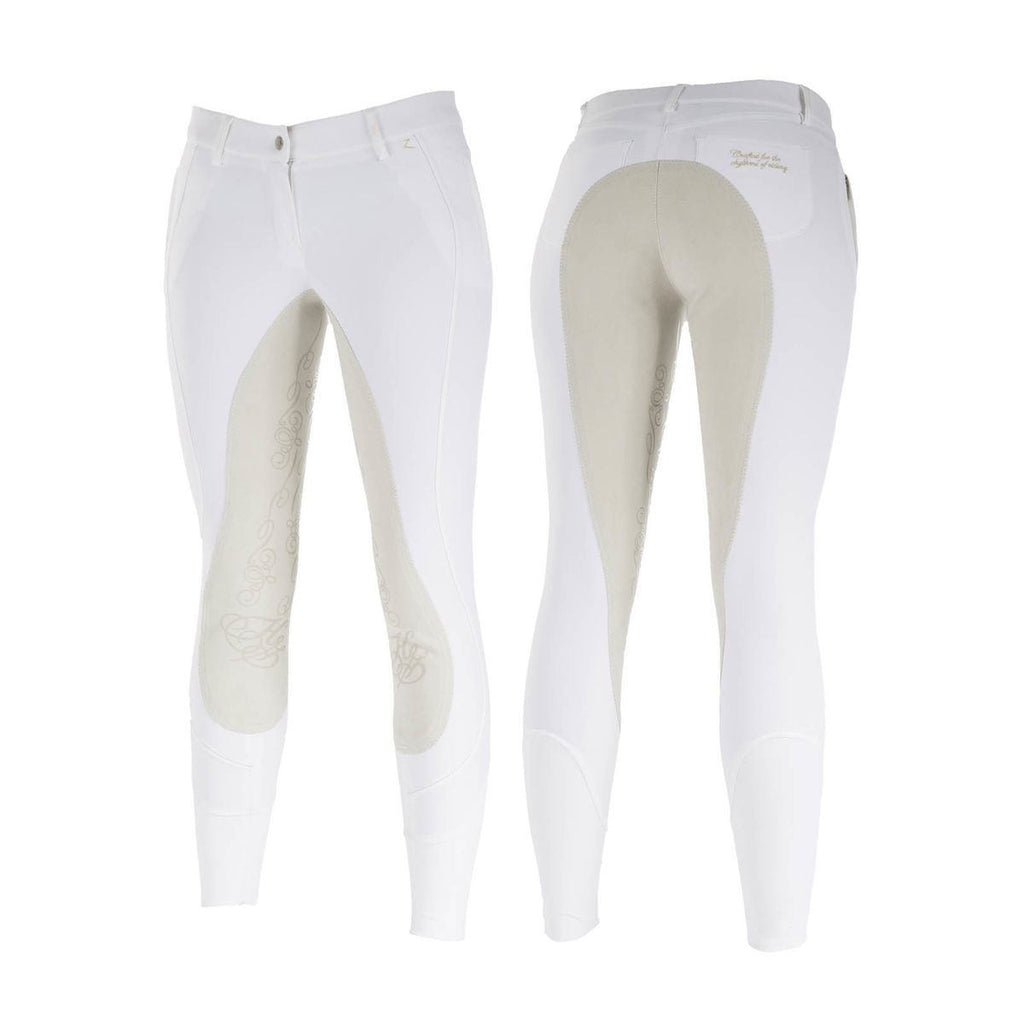Horze Kiana Women's Full Seat Breeches in White - Saratoga Saddlery & International Boutiques