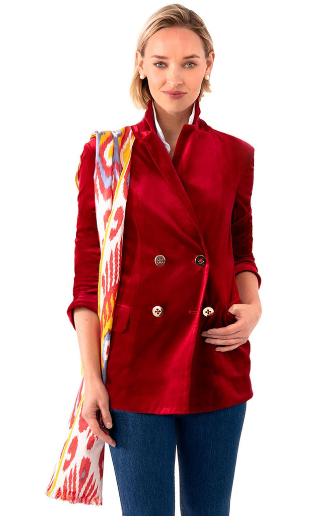 Gretchen Scott Womens Chic Blazer In Crimson Posh Velvet JKCBPV FW19 - Saratoga Saddlery & International Boutiques