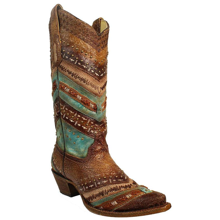 Corral Women's Brown and Turquoise Embroidered Boot A3381 - Saratoga Saddlery & International Boutiques