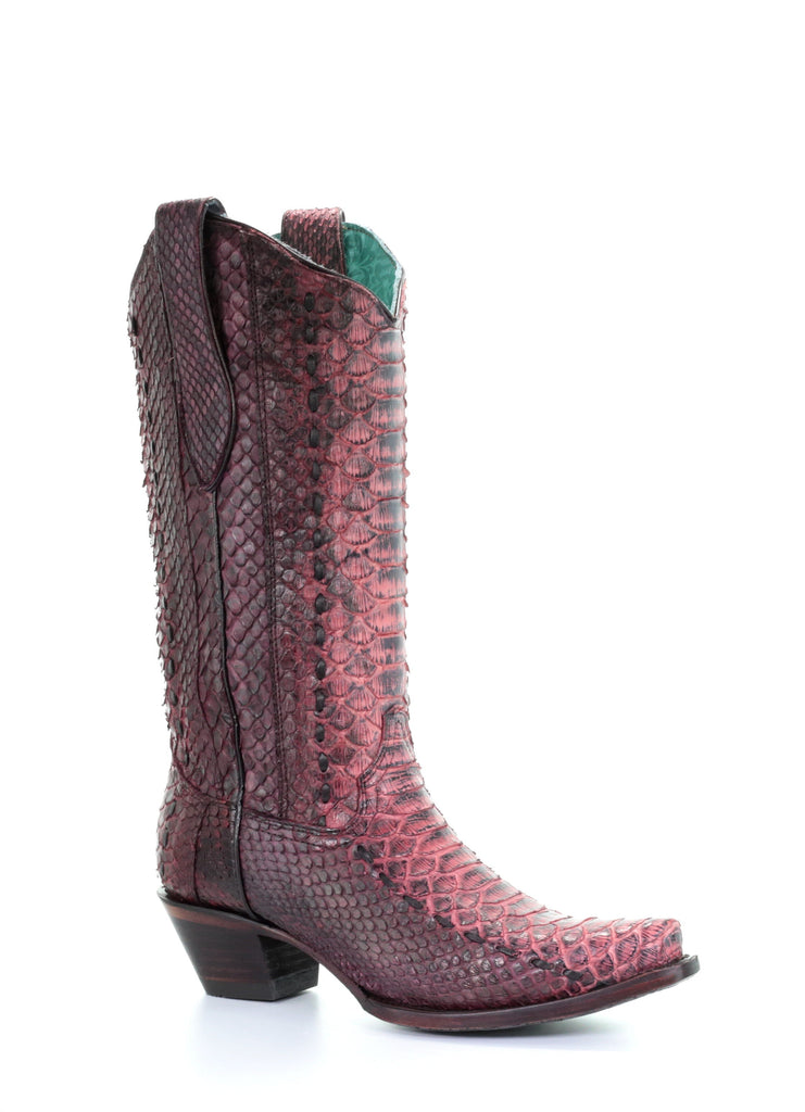 Corral Women's Red Python Boots A3660 - Saratoga Saddlery & International Boutiques