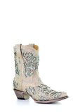 Corral Women's A3557 DISC FW20 White Green Chrystal Ankle Cowboy Boot - Saratoga Saddlery & International Boutiques
