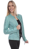 Scully L1070 Turquoise Women's Laced Sleeve Leather Jacket - Saratoga Saddlery & International Boutiques