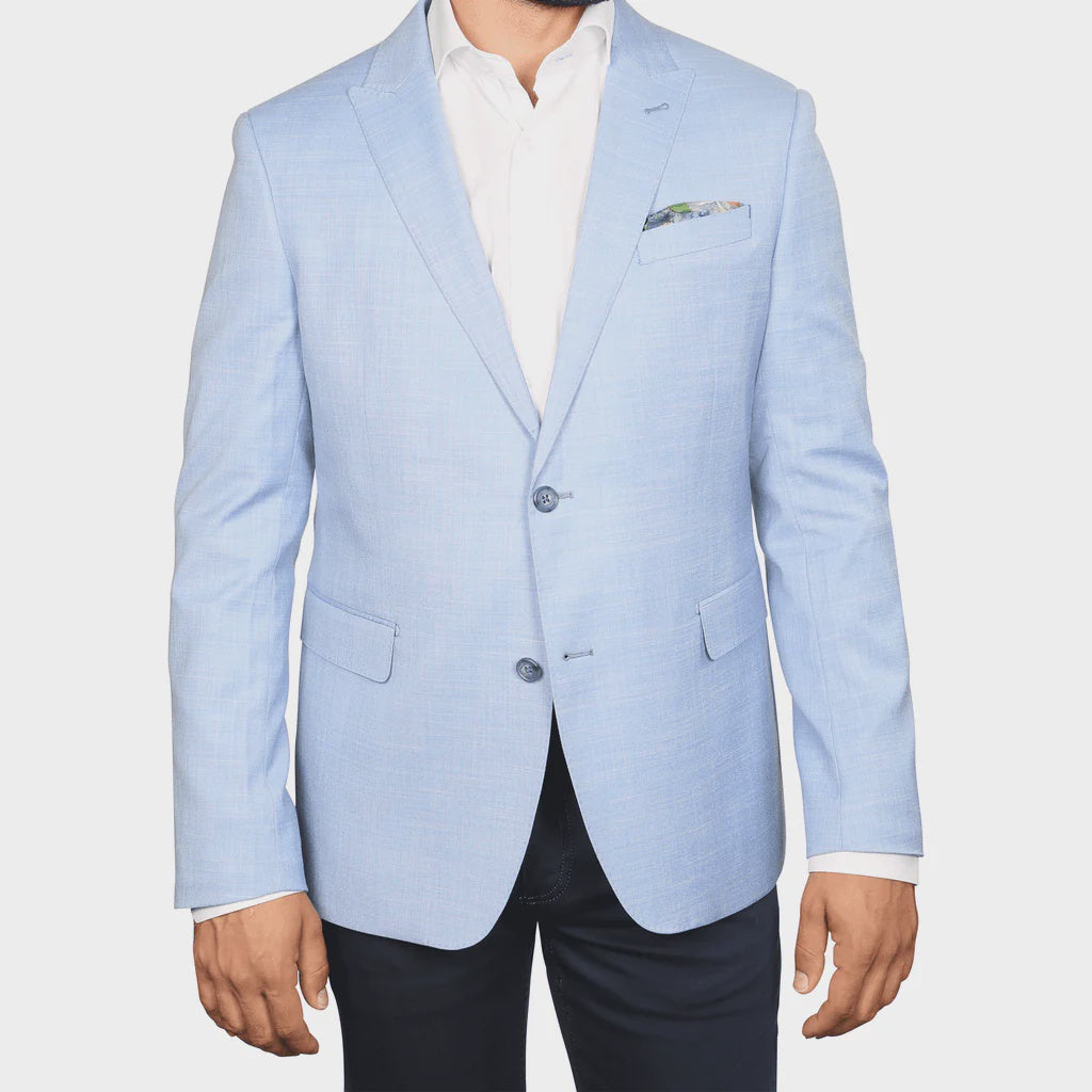 7 Downie Street Mens Blazer in Baby Blue perfect for a day at the race track or polo club. 