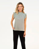 Jude Connally Mylie Women's Top in Black and White Stripes - Saratoga Saddlery & International Boutiques