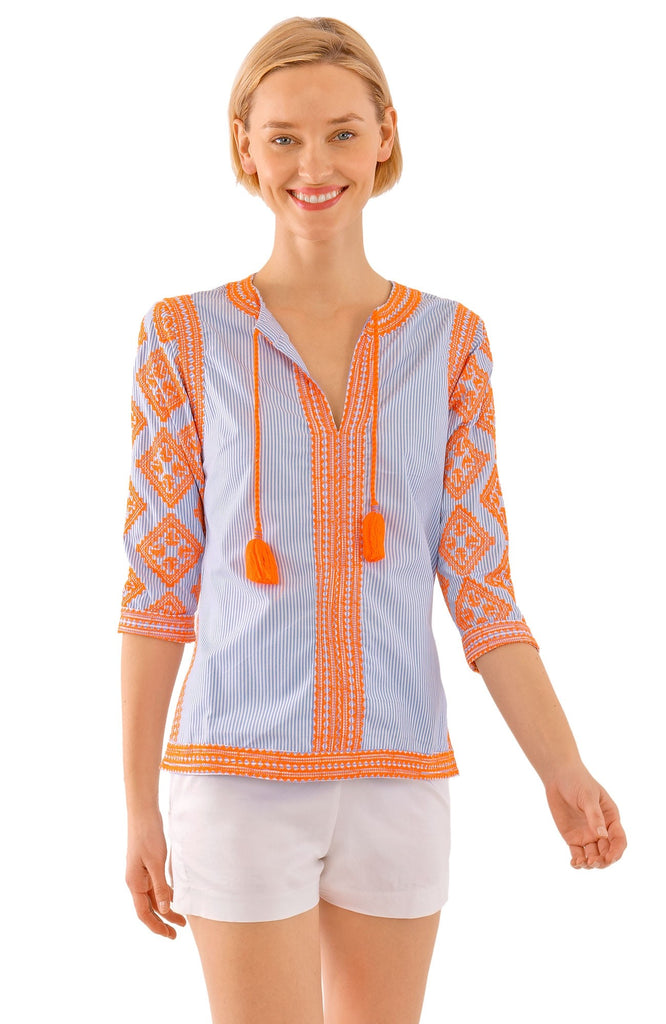 Gretchen Scott Odessa Embroidered Cotton Top - Saratoga Saddlery & International Boutiques