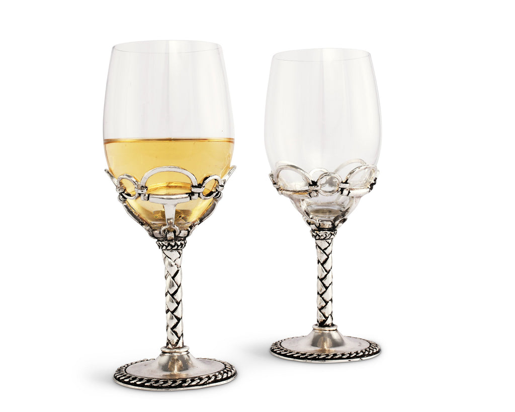 Vagabond House Equestrian Set Wine Glasses 444H23 - Saratoga Saddlery & International Boutiques