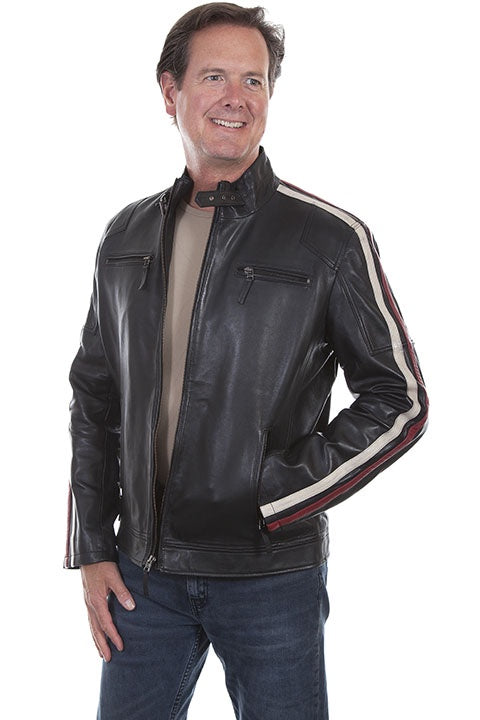 Scully Men's Leather Racing Stripe Jacket - Saratoga Saddlery & International Boutiques