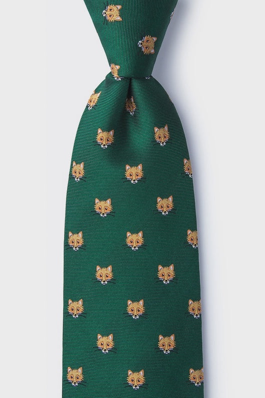 Alynn Men's Silk Tie Stone Cold Fox Tie Green Silk AL301553 FW24