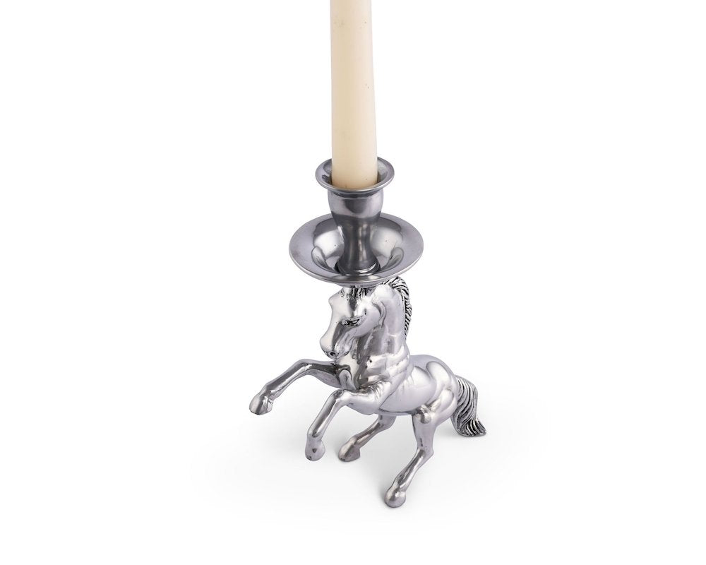 Silver Horse Candle Holder Rearing Horse Arthur Court 112H15 - Saratoga Saddlery & International Boutiques