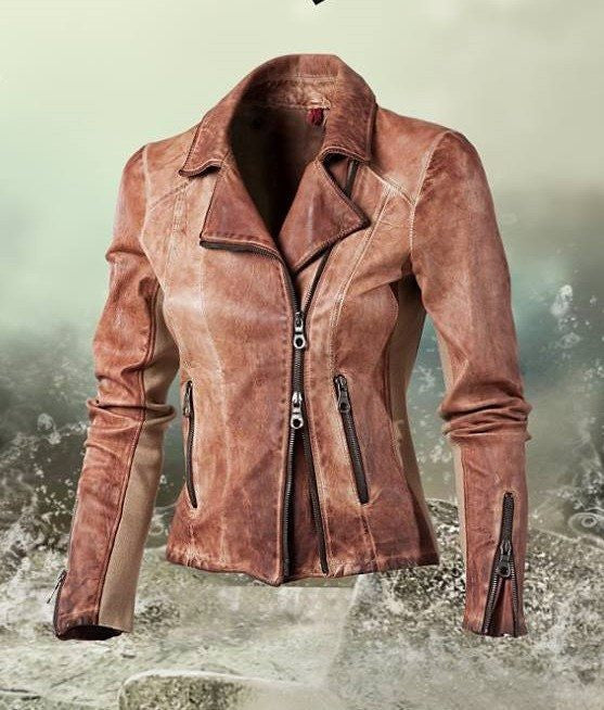 Cognac leather sales moto jacket