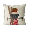 FabFunky Black Labrador Dog Ski Lodge Small Pillow Cover - Saratoga Saddlery & International Boutiques
