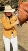 Bergen of Norway Women's Lamb Suede Leather Shirt Jacket in Cognac