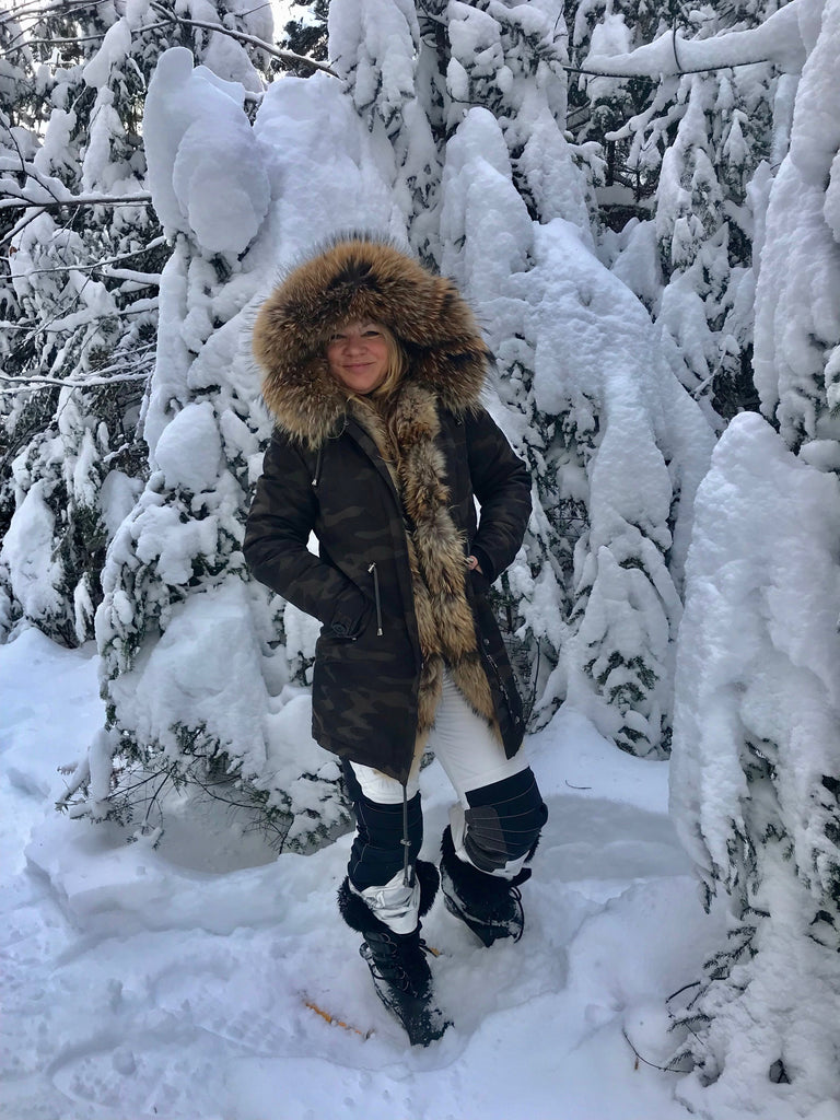 Bergen Of Norway Ashley Camo Finnish Raccoon Fur Winter Coat - Saratoga Saddlery & International Boutiques