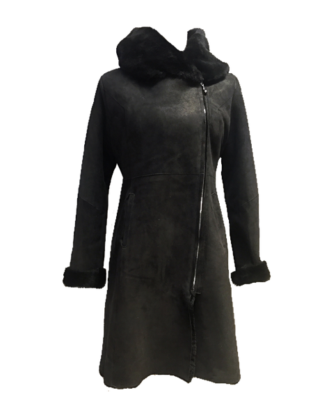 Bergen Of Norway Devon Black Shearling Coat