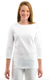 Gretchen Scott Tee Shirt 3/4 Sleeve White Laugh More Mantra - Saratoga Saddlery & International Boutiques