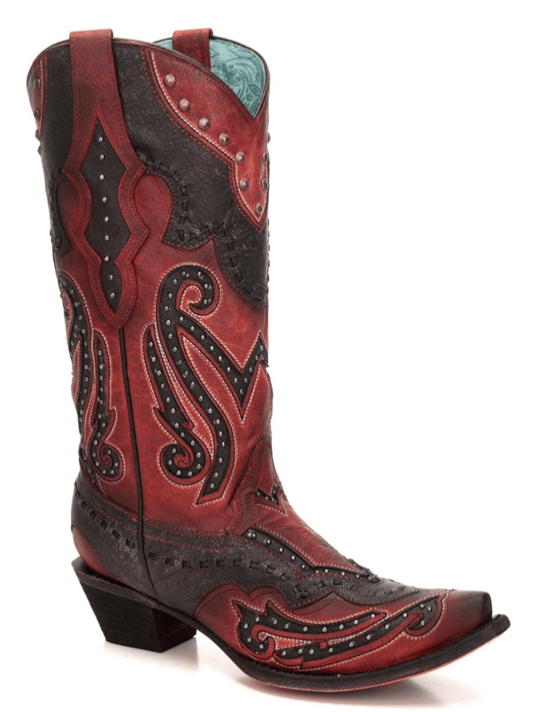 Corral Womens Red & Black Studded Cowgirl Boots C3352 - Saratoga Saddlery & International Boutiques