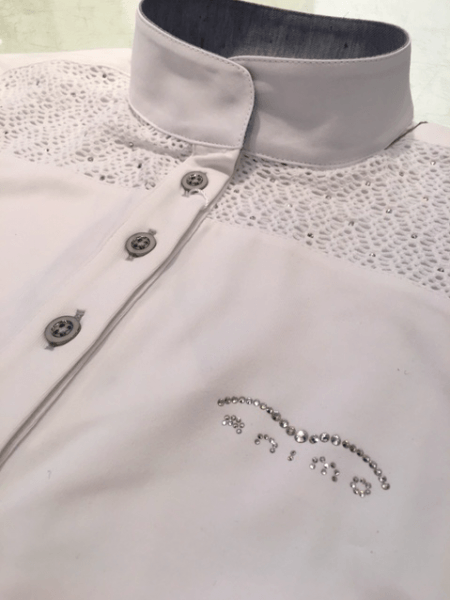 Animo BOSTI Ladies Shirt in White with Swarovski Rhinestones - Saratoga Saddlery & International Boutiques