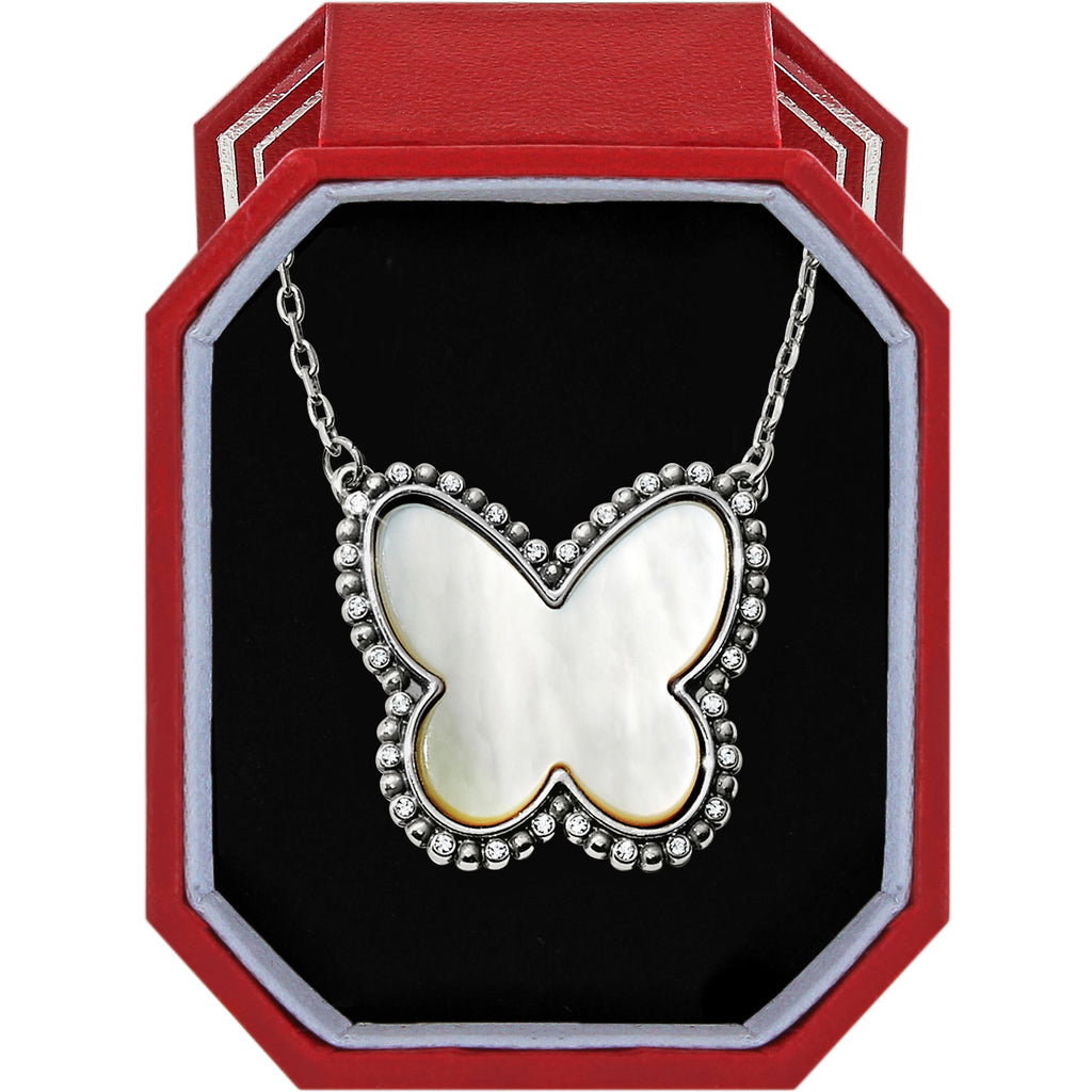 Brighton Necklace Twinkle Volar Brazil Blue or Silver Pearl Quartz Necklace Gift Box Butterfly JD2223 - Saratoga Saddlery & International Boutiques