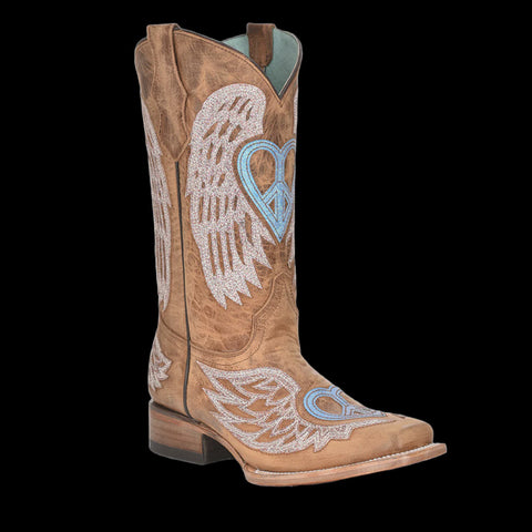 Corral Teen Cowboy Boots in Pink with  Shiny Inlay  T0103