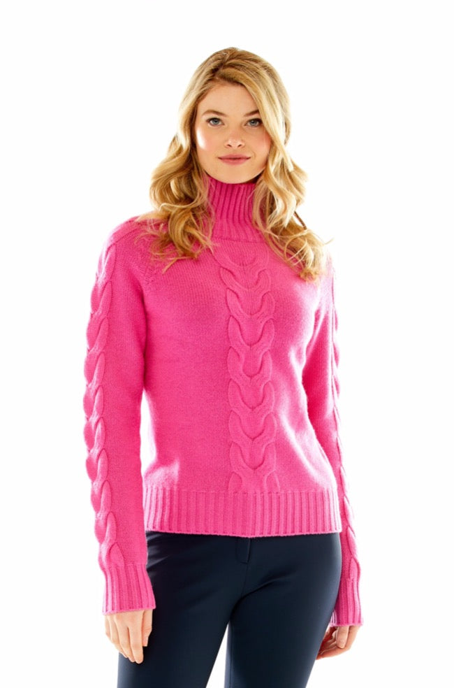 M.Miller Women's Laura Cable Sweater Cashmere in Fuchsia - Saratoga Saddlery & International Boutiques