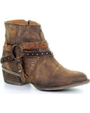 Circle G Women's Brown Studded Harness Ankle Boot Q0094 - Saratoga Saddlery & International Boutiques