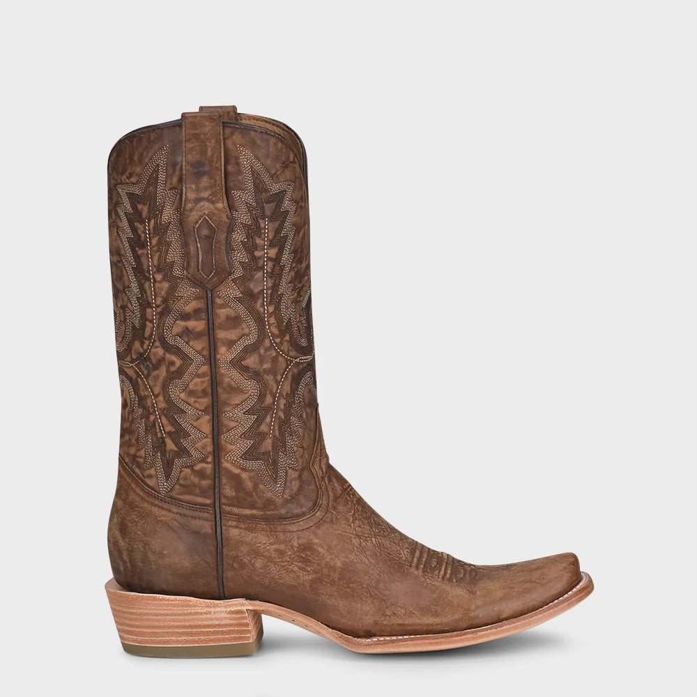 Men's Brown Embroidery Narrow Square Toe Cowboy Boots A4229 Corral Boots