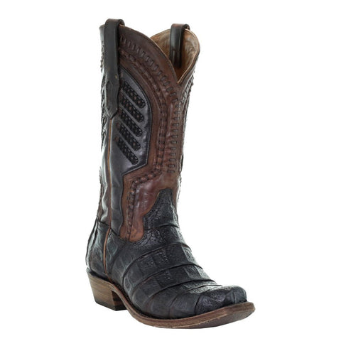 Corral Men's A4049 Cowboy Boot BLACK RED FISH EMBROIDERY SQUARE TOE