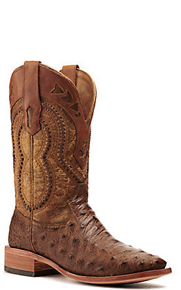 Corral Mens Brown Square Toe Ostrich Cowboy Boot A4008 ORIX