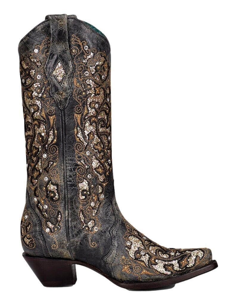 Corral Women's Black Cowboy Boots with Chrystals and Studs A4231 SS23 - Saratoga Saddlery & International Boutiques