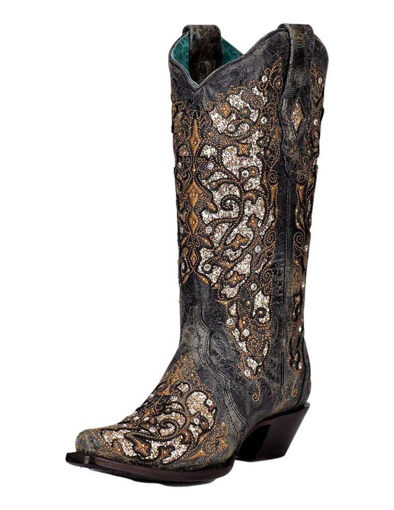 Corral Women's Black Cowboy Boots with Chrystals and Studs A4231 SS23 - Saratoga Saddlery & International Boutiques