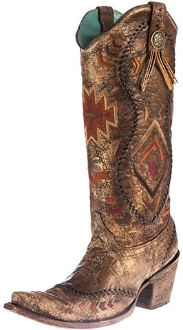Corral LD Ruby Red Tall Top Matching Stitch Pattern & Inlay Pullstraps Snip Toe Boot Z5076