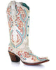 Corral Women's A3960 Cowboy Boot in White with TURQUOISE & RED EMBROIDERY & STUDS - Saratoga Saddlery & International Boutiques