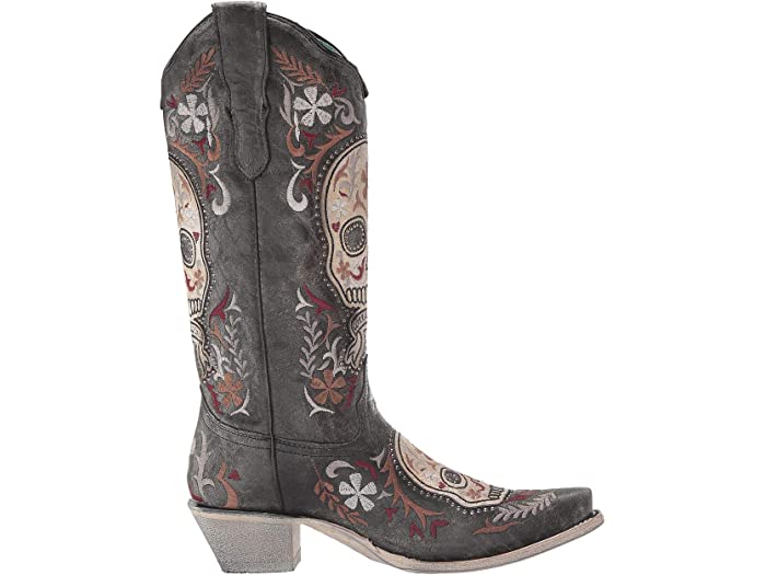 Corral Women's E1587 BLACK / WHITE SKULL OVERLAY & EMBROIDERY & STUDS - Saratoga Saddlery & International Boutiques