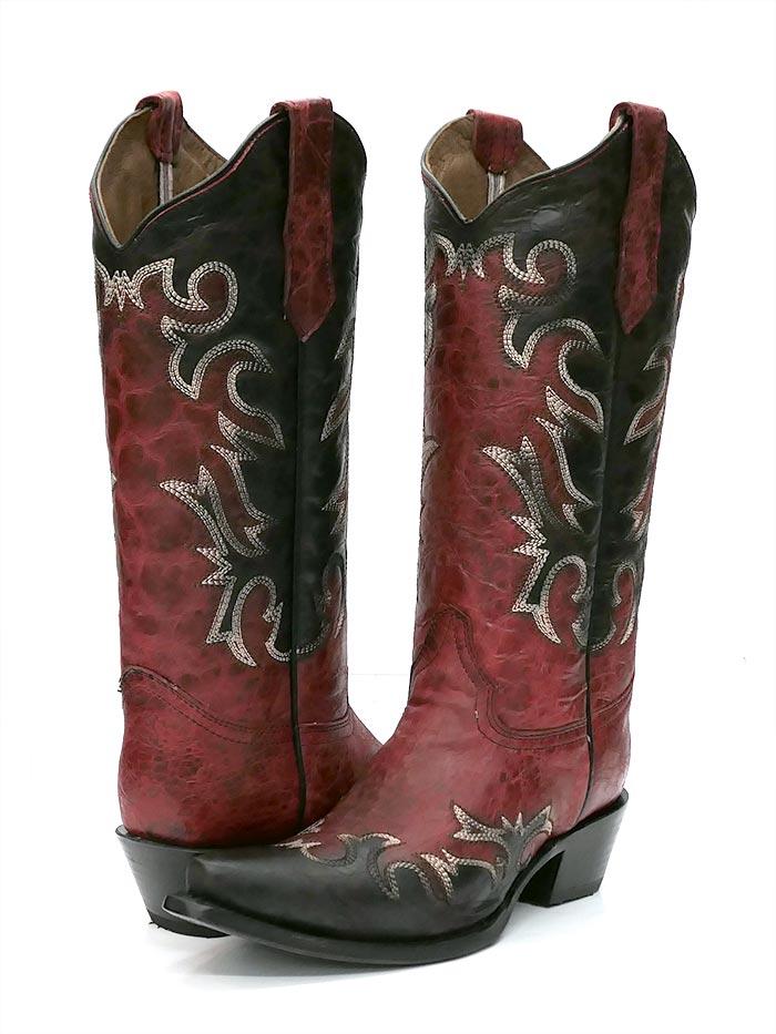 Corral Red Square Toe Cowgirl Boots Corral Women's L5679 Red Black