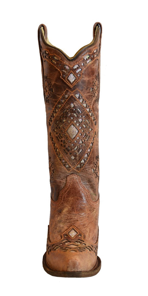 Corral Women's Cognac Glitter Inlay Boot A2948 - Saratoga Saddlery & International Boutiques