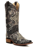 Corral Brown Crackle Bone Embroidery Square Toe Boot L5078 - Saratoga Saddlery & International Boutiques